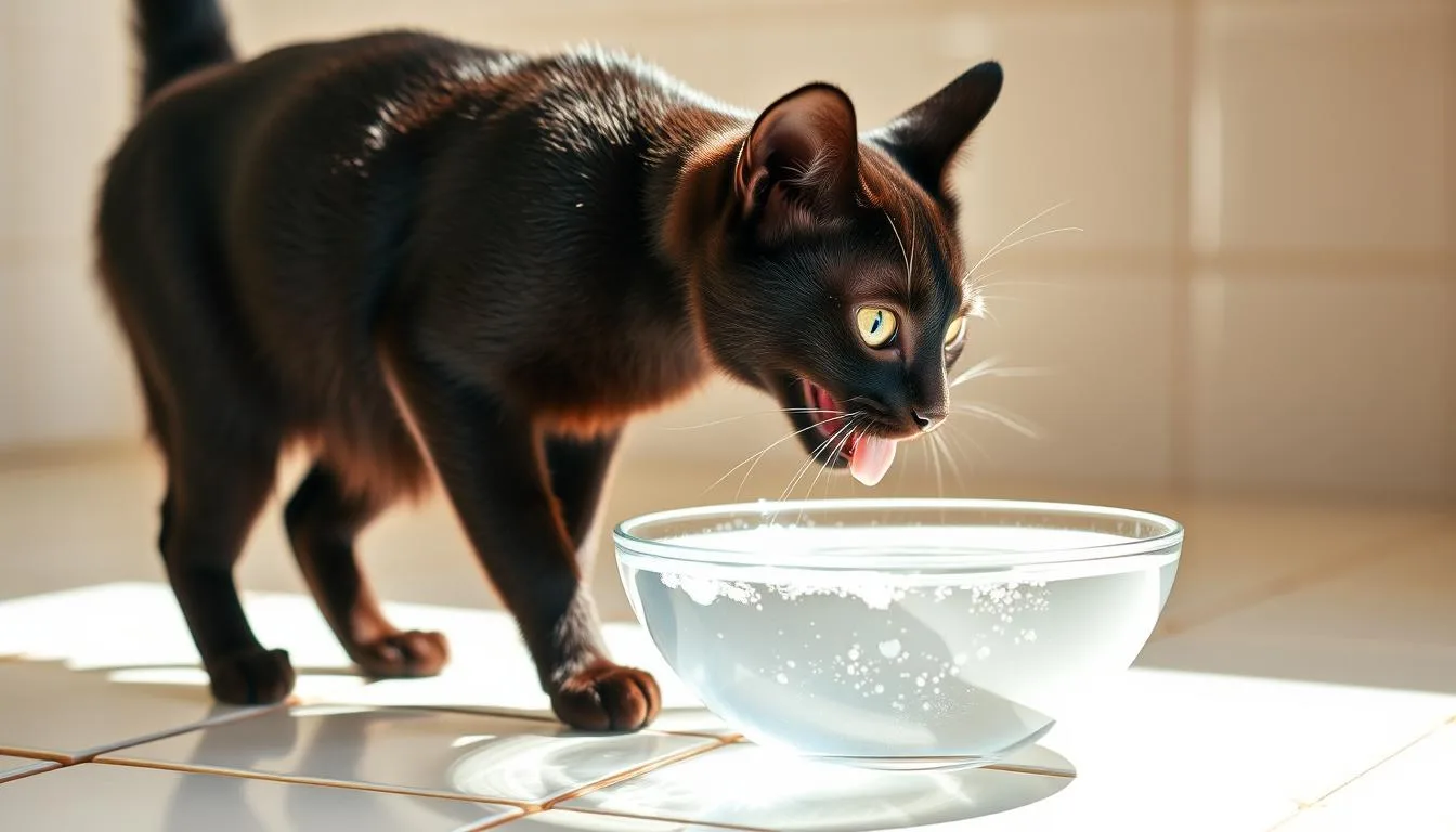 cat drinking a lot of water